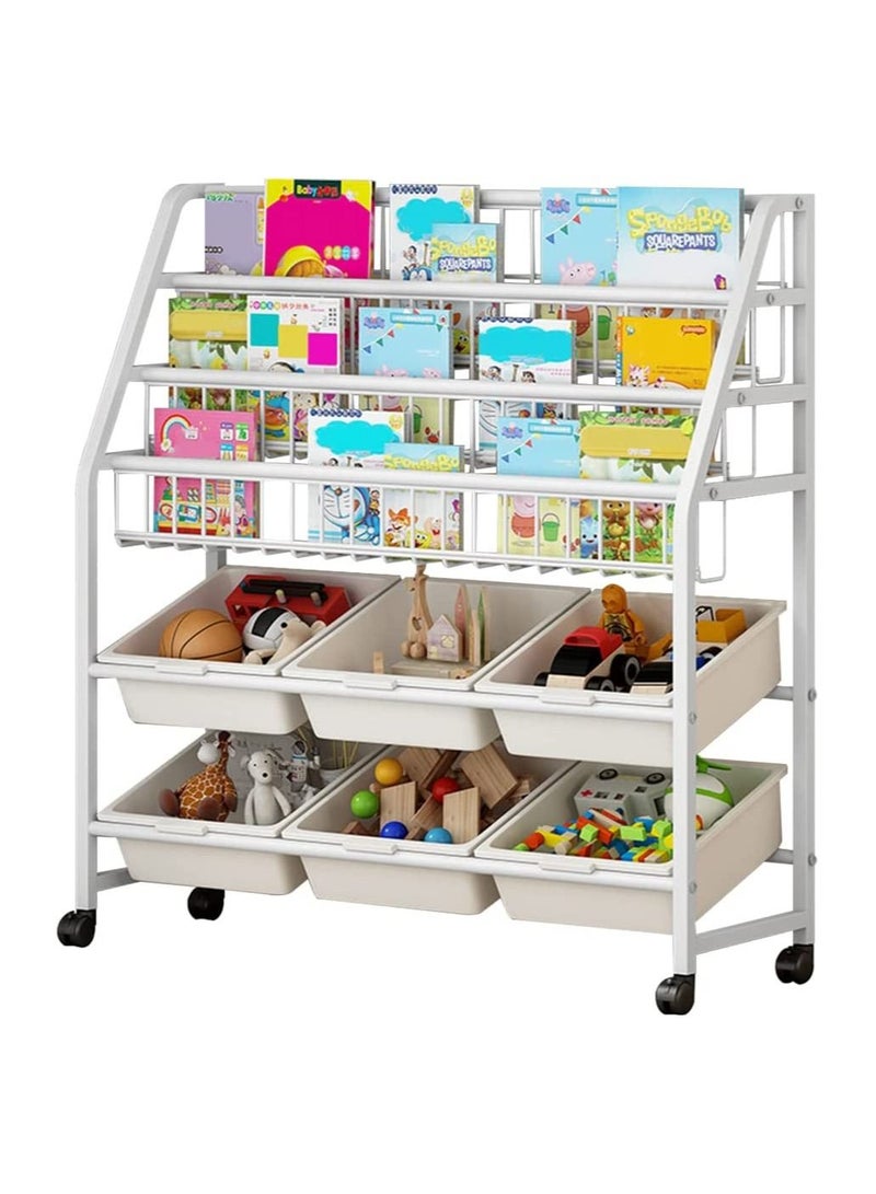 DubaiGallery Shelf Children's Toy Storage Rack Storage Box Storage Cabinet Baby Toy Rack Bookshelf Picture Book Rack  - Image 1