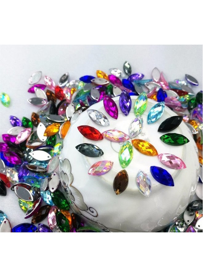 MEYA 120PCS Sew On 7x15mm Crystals Stones Horse Eye Acrylic Strass,Sewing Crystal AB Flatback Rhinestones For DIY Clothes Crafts HORSE - Image 1