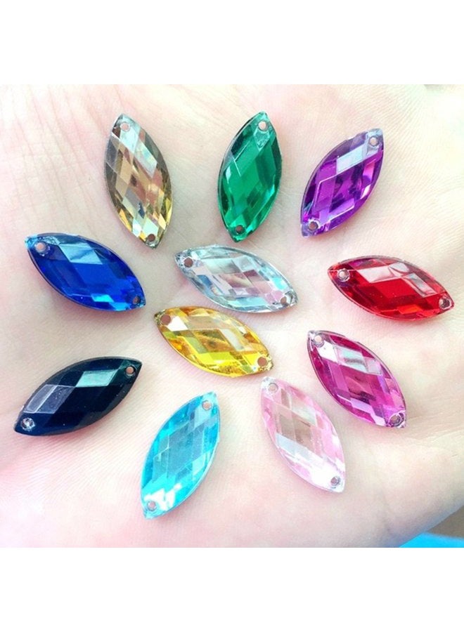 MEYA 120PCS Sew On 7x15mm Crystals Stones Horse Eye Acrylic Strass,Sewing Crystal AB Flatback Rhinestones For DIY Clothes Crafts HORSE - Image 3