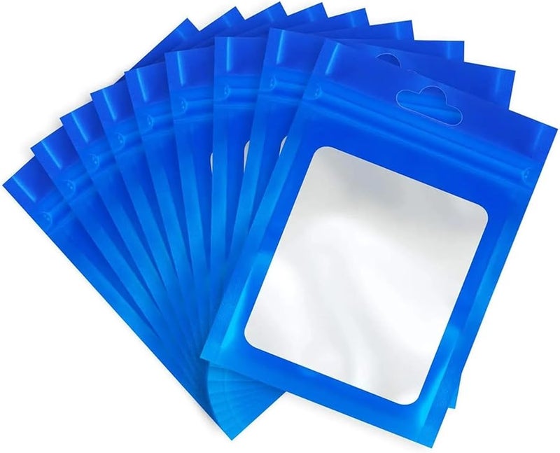 Blue Holographic Bags 100pcs Zipper Mylar Waterproof Plastic Seal Packaging Gift 10 5x15cm - Image 2