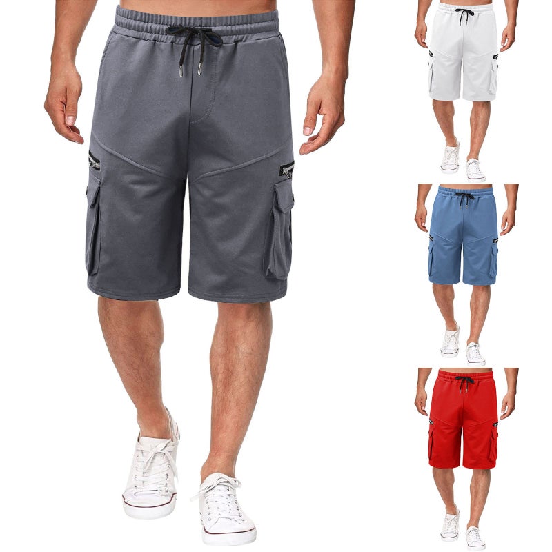 Mens Summer Cotton Work Shorts Loose Fit Khaki  - Image 3