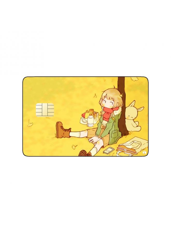 RKN PRINTED BANK CARD STICKER Cute Girl Drawing In Autumn - Image 2