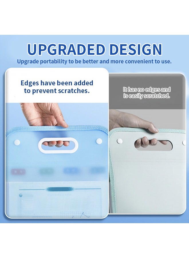 13 Pockets Expanding File Folder with Labels A4 Expanding File Vertical with Portable Receipt Document Organizer for Office School,9.61" X 14.76"