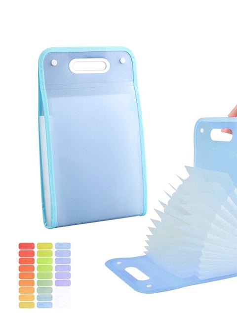 13 Pockets Expanding File Folder with Labels A4 Expanding File Vertical with Portable Receipt Document Organizer for Office School,9.61" X 14.76"