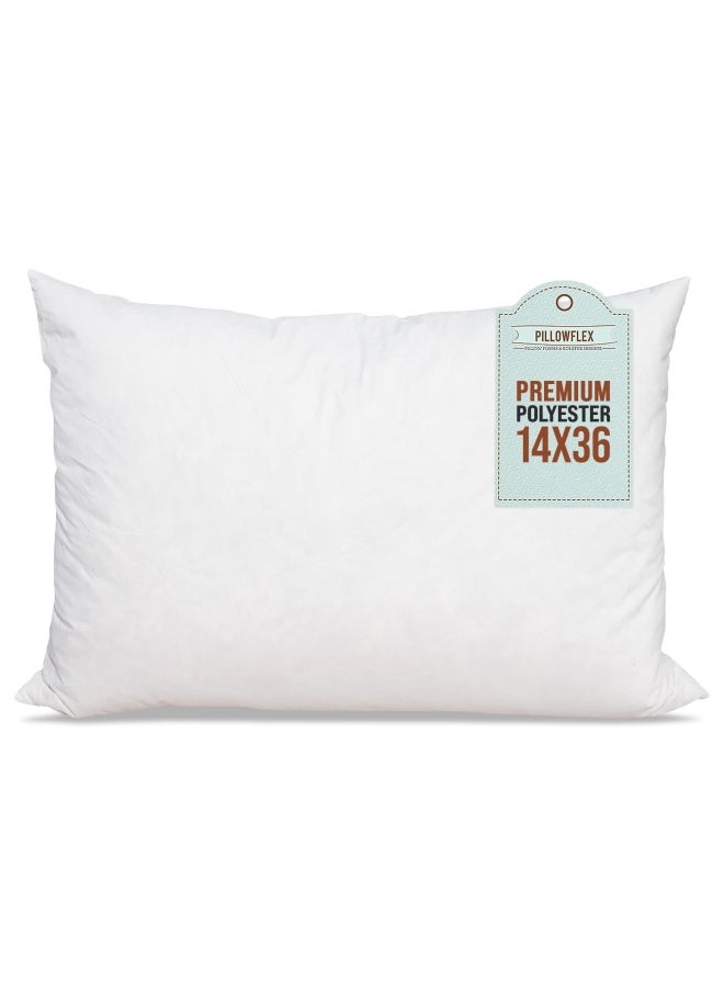 PILLOWFLEX - Polyester Filled Machine Washable 35cm x 90cm 14 X 36 - Inch Pillow Form Insert - Image 1