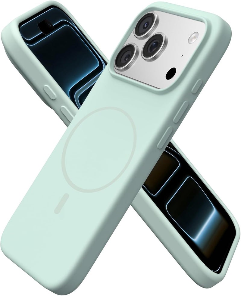 mobistyle Magnetic Silicone Back Cover for iPhone 17 Pro Max 6.9-Inch, Compatible with Mag-Safe, Silky Soft Touch, Shock Absorbing Phone Cover Case with Camera Lens Protection (Aqua) - Image 1