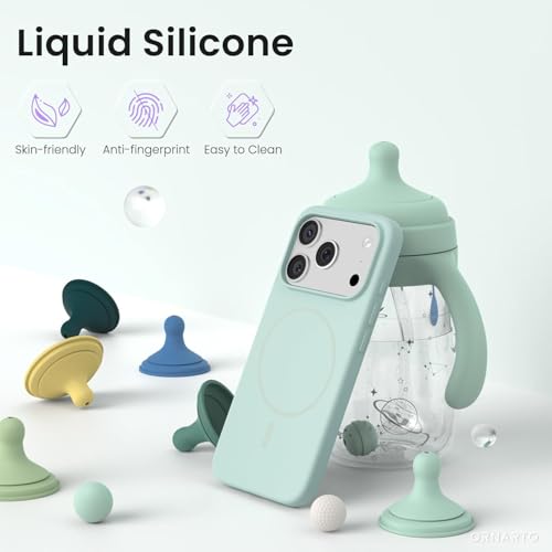 mobistyle Magnetic Silicone Back Cover for iPhone 17 Pro Max 6.9-Inch, Compatible with Mag-Safe, Silky Soft Touch, Shock Absorbing Phone Cover Case with Camera Lens Protection (Aqua) - Image 3