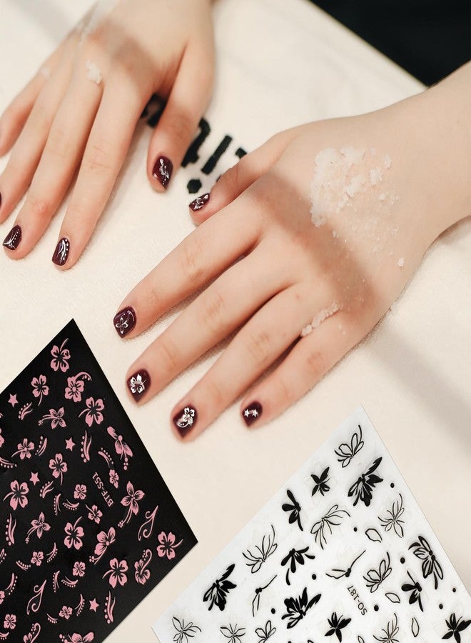 XIHIRCD 8 Sheets Flower Nail Stickers, Hibiscus Nail Decals Design Self-Adhesive Floral Spring Summer Nail Stickers Manicure Decoration Accessories for Women Girls - Image 4