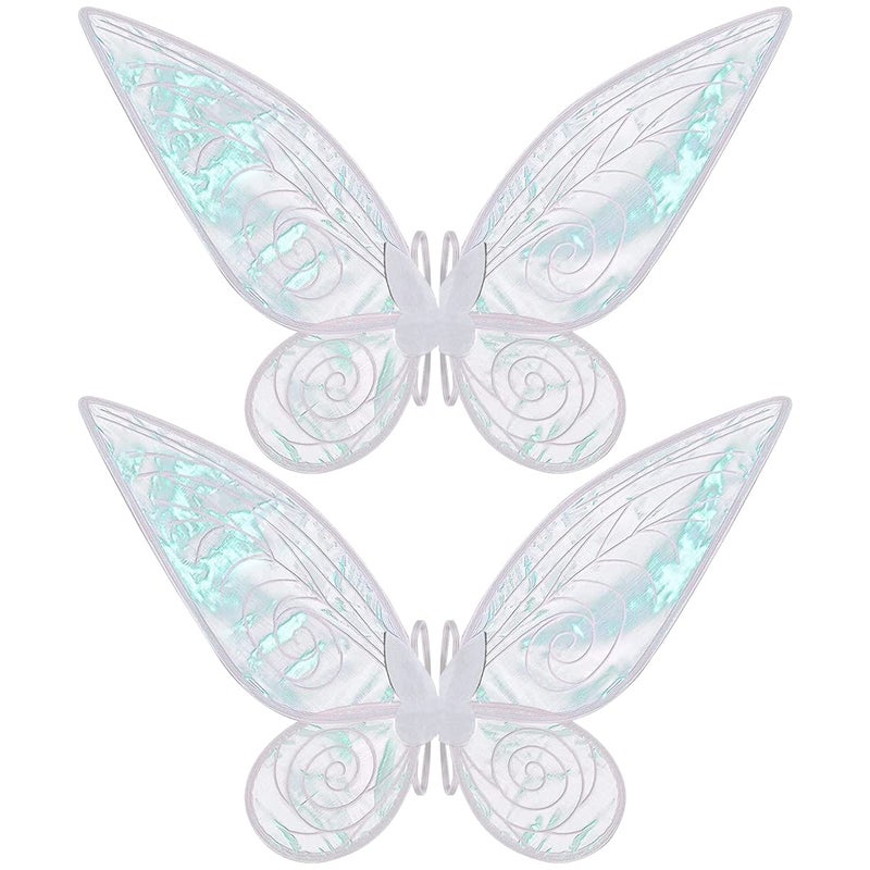 quescu 2Pcs Fairy Wings for AdultsButterfly Wings for Girls WomenHalloween Costume Sparkle Angel Wings Dress Up Party Favor WhiteWhite - Image 2