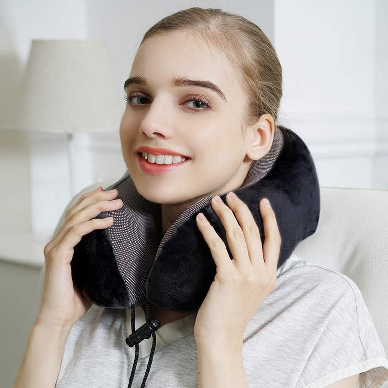 Memory Foam Travel Neck Support Rest Pillow Eye Mask Noise Isolating Ear Plugs Portable Combo - Image 3