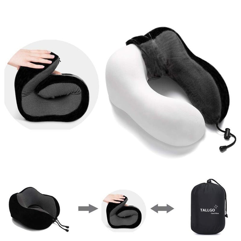Memory Foam Travel Neck Support Rest Pillow Eye Mask Noise Isolating Ear Plugs Portable Combo - Image 4