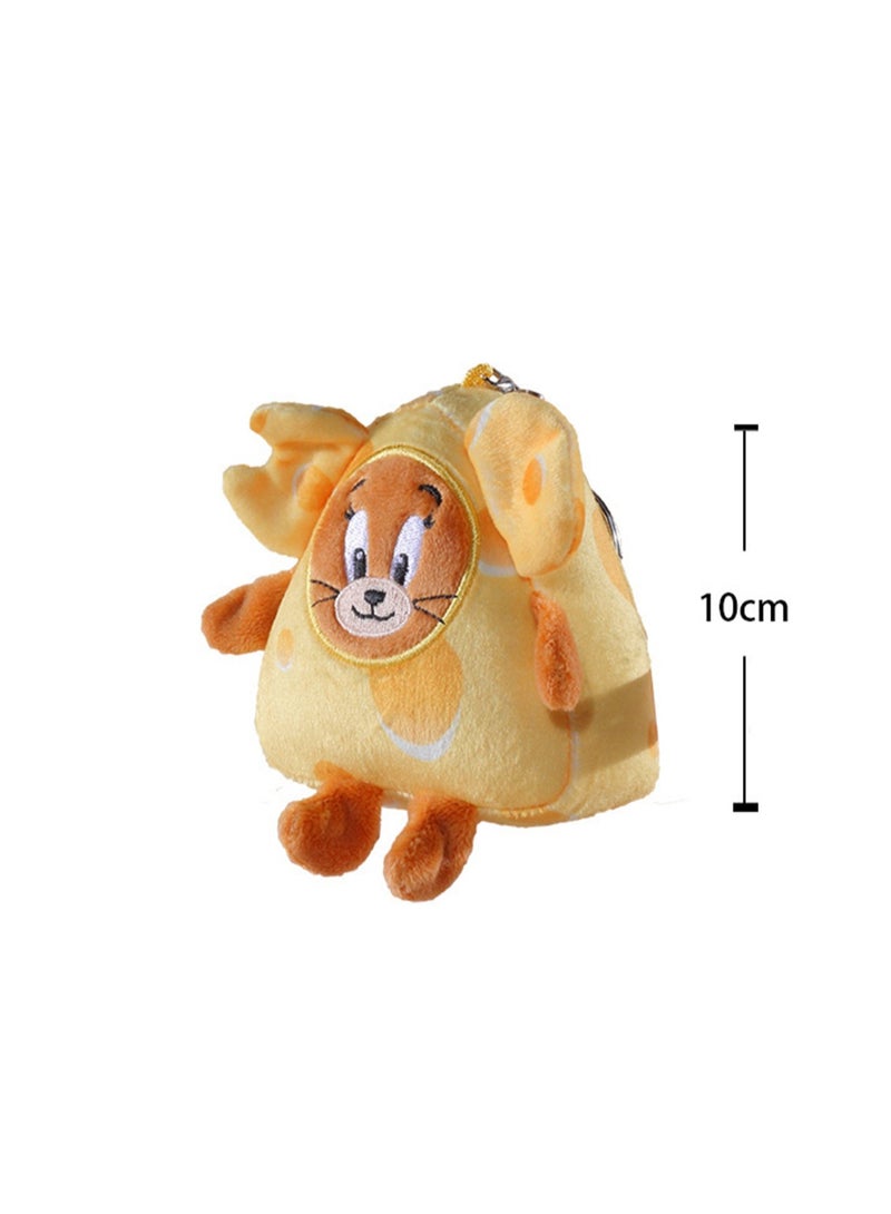 Creative Cute Plush Keychain, Cute Backpack Pendant, Suitable For Wallet Key Ring Decoration, (10cm Jerry Mouse Pendant, Cheese Style)  - Image 2