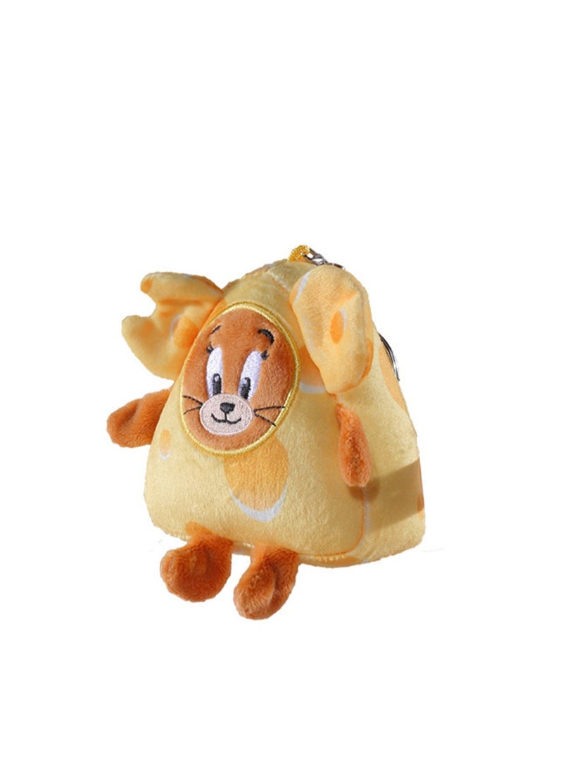 Creative Cute Plush Keychain, Cute Backpack Pendant, Suitable For Wallet Key Ring Decoration, (10cm Jerry Mouse Pendant, Cheese Style)  - Image 1