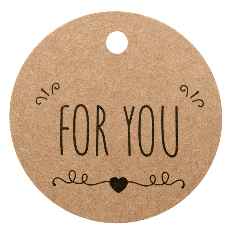 G2PLUS for You Tag 100PCS Kraft Paper Gift Tags with String 2 Round Present Name Tag Wedding Favors Tags for Art Craft Gift Wrapping Valentines Thanksgiving