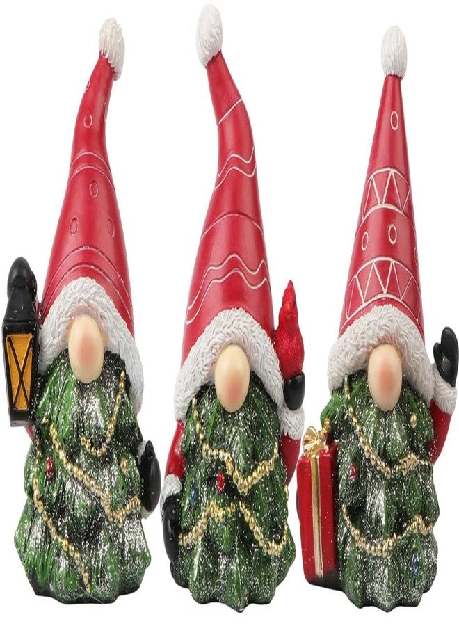 Fangoo 3PCS Christmas Gnomes Figurines Small Gnome Christmas Tree Statues Resin Elves Christmas Figurines Xmas Gnomes Decor Christmas Knick Knacks Office Mantel Shelf Table Kitchen Decor - Image 1