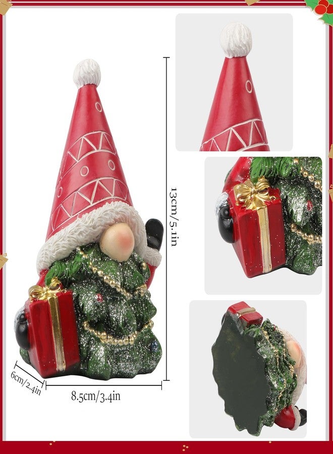 Fangoo 3PCS Christmas Gnomes Figurines Small Gnome Christmas Tree Statues Resin Elves Christmas Figurines Xmas Gnomes Decor Christmas Knick Knacks Office Mantel Shelf Table Kitchen Decor - Image 2