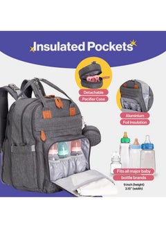 BabbleRoo Extra Large Diaper Bag Backpack, Expandable Baby Bag With Up To 50% More Capacity - Travel Essentials Baby Bag Tote With Changing Pad, Stroller Straps & Pacifier Case - Unisex, Dark Gray  - Image 4