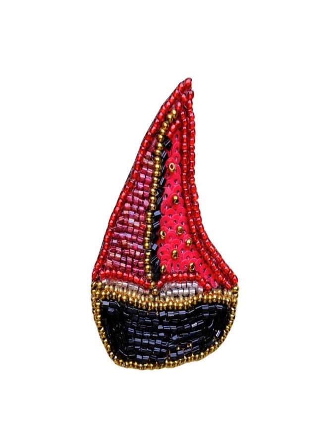 Abeo Handmade Ship Brooch Pin for Women and Men | Embroidered Beaded Lapel Pin for Valentine’s Day, Jackets Shirts Bags and Cloths Accessories | Stylish Fashionable Badge Pins, 5-6 cm (Red) - Image 2