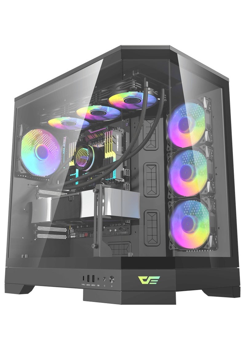 DQX90 LUXURY ATX PC Case 4X RGB Fans Type-C