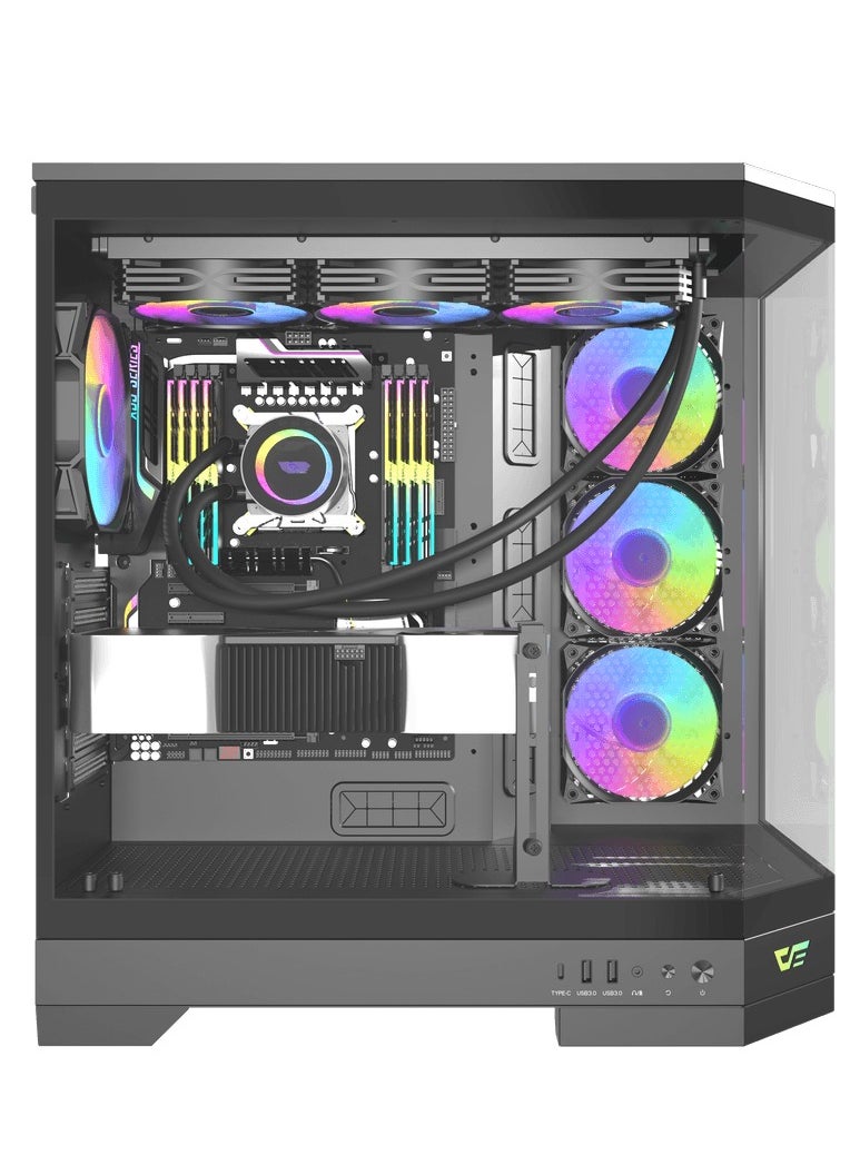 DQX90 LUXURY ATX PC Case 4X RGB Fans Type-C