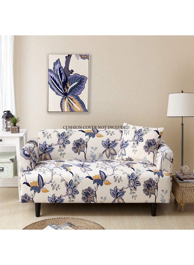 House of Quirk Universal Triple Seater Sofa Cover Big Elasticity Cover for Couch Flexible Stretch Sofa Slipcover (Beige/Blue Butterfly, 185-230cm) - Image 1