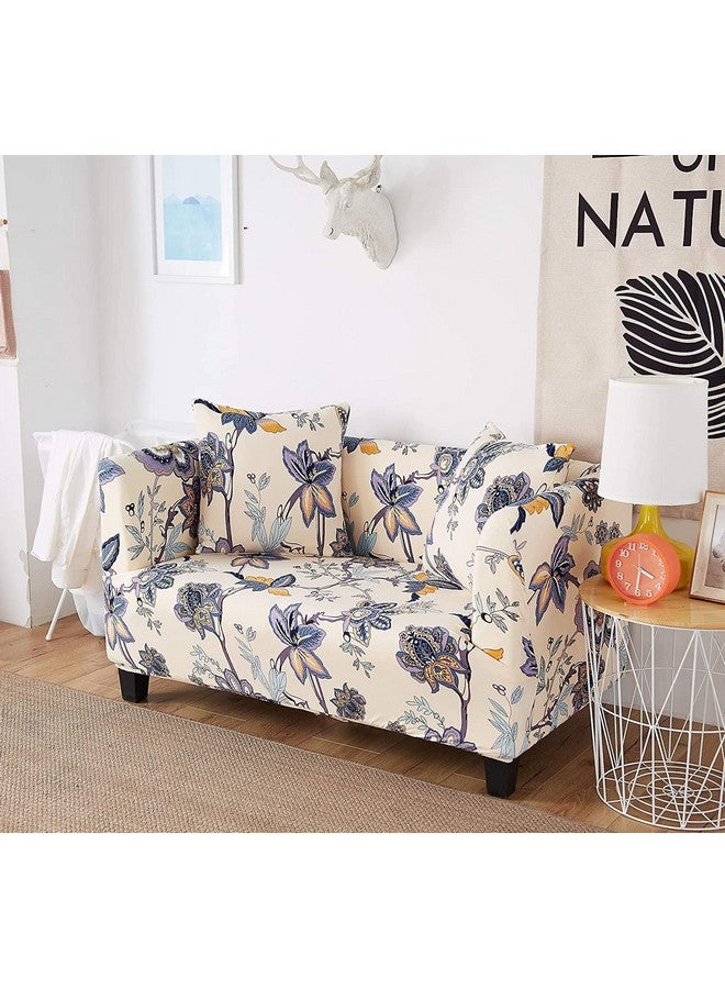 House of Quirk Universal Triple Seater Sofa Cover Big Elasticity Cover for Couch Flexible Stretch Sofa Slipcover (Beige/Blue Butterfly, 185-230cm) - Image 2