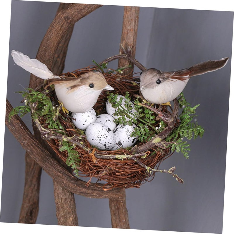 Hand Woven Bird Nest with Leaves and Eggs Home Decor Wedding Photography Props - Image 5