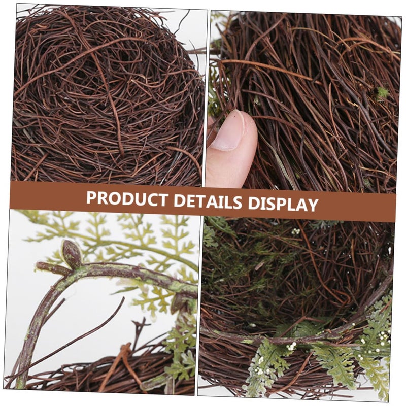 Hand Woven Bird Nest with Leaves and Eggs Home Decor Wedding Photography Props - Image 4