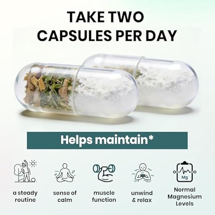 VEV Deep Calm Magnesium Glycinate and Zinc Supplement with Vitamin B6, Ashwagandha & L-Theanine – Cortisol Supplements for Daily Balance – 120 Vegan Capsules - Image 5