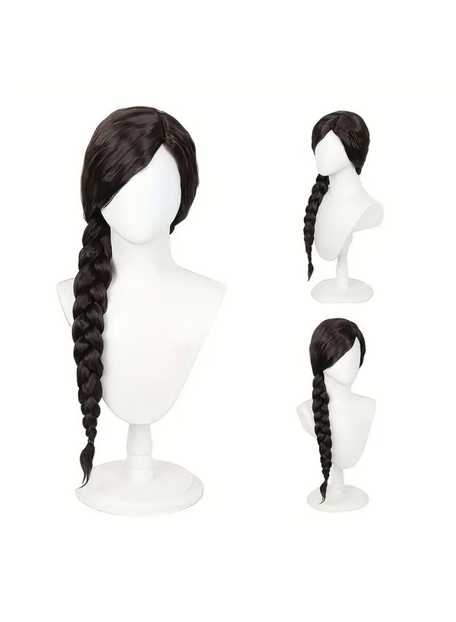 Dark Brown 28 Inch Heat Resistant Synthetic Wig For Halloween Party Role Play - Image 1