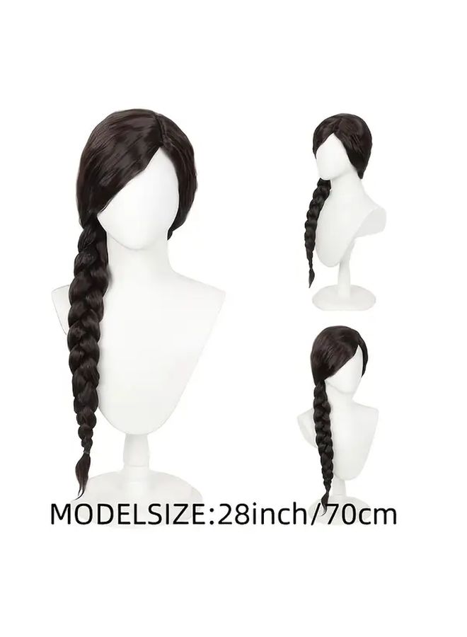 Dark Brown 28 Inch Heat Resistant Synthetic Wig For Halloween Party Role Play - Image 4