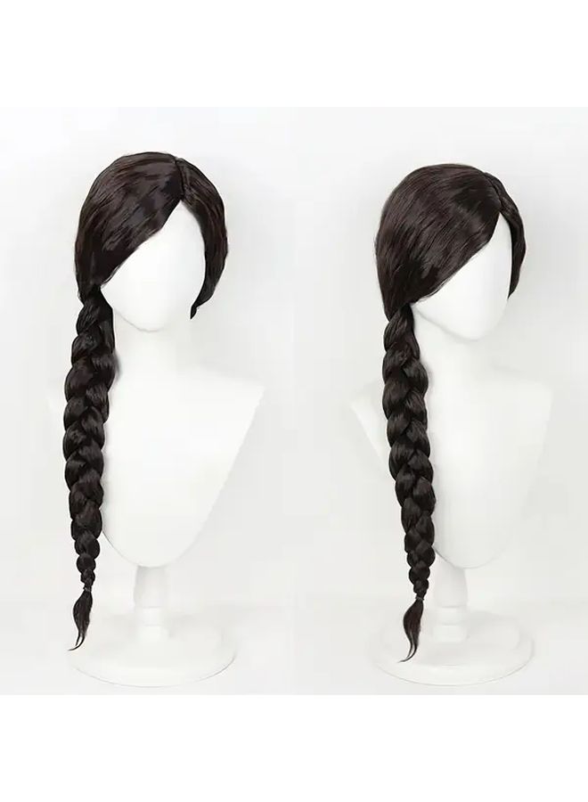 Dark Brown 28 Inch Heat Resistant Synthetic Wig For Halloween Party Role Play - Image 5