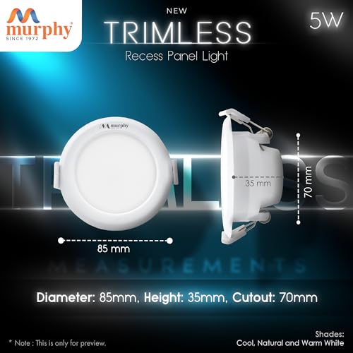 Murphy Trimless Round LED Panel Light – 5W Cool White | Glare-Free, Recessed Ceiling Downlight for Home & Commercial – Pack of 4 - Image 4