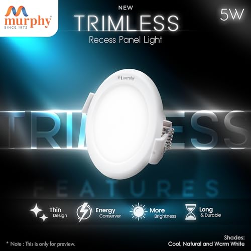 Murphy Trimless Round LED Panel Light – 5W Cool White | Glare-Free, Recessed Ceiling Downlight for Home & Commercial – Pack of 4 - Image 3