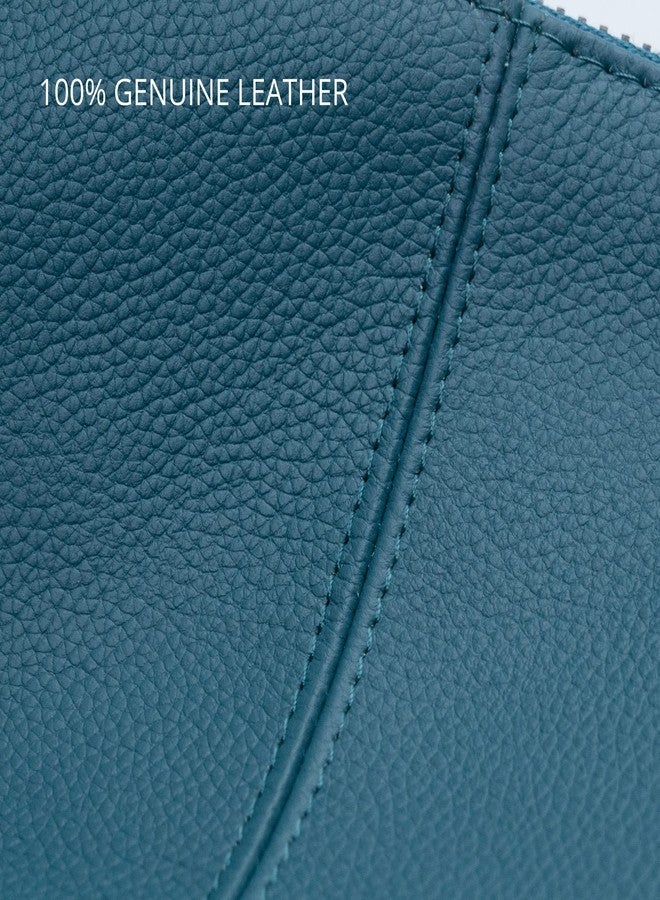 Bveyzi Genuine Leather Wristlet Purses for Women, Envelope Clutch Wallet Small Crossbody Bags for Dressy Evening, Lake Blue - Image 5