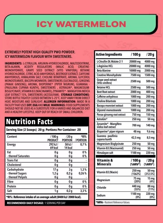 نانو سابس كريف فور راش ما قبل التمرين بطيخ مثلج 400 جم - Image 2