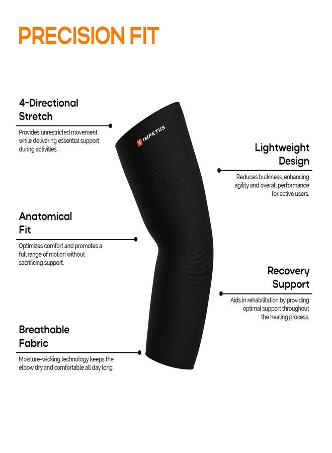 IMPETUS Elbow Support Sleeve for Men & Women | Orthopaedic-Level Compression for Gym, Tennis, Badminton, Cricket & Sports | Pain Relief, Joint Stability & Performance Support (Size XL, 1 Pair, Black) - Image 3