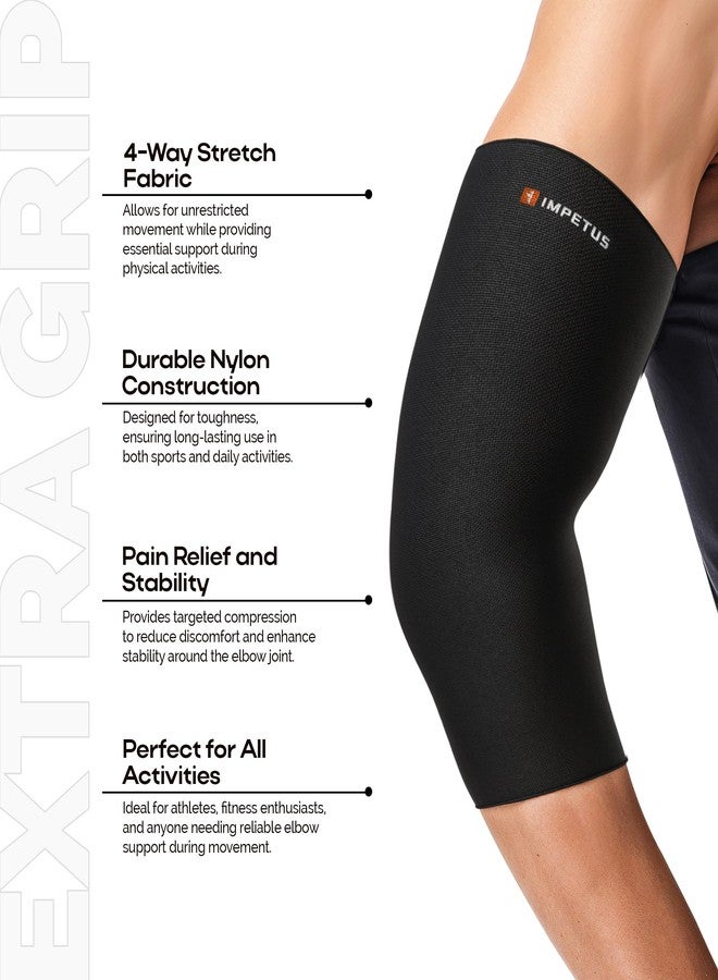 IMPETUS Elbow Support Sleeve for Men & Women | Orthopaedic-Level Compression for Gym, Tennis, Badminton, Cricket & Sports | Pain Relief, Joint Stability & Performance Support (Size XL, 1 Pair, Black) - Image 2