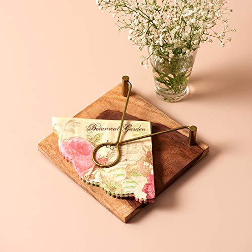 nestroots Sheesham Wood Serving Tray & Napkin Holder Set of 2 Pieces, 15" X 12", Brown - Image 3