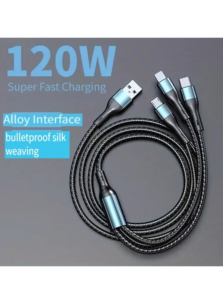 Home Clearance Sale 120W 3-in-1 Multi-Charging Cable with Type-L Fast Charging - Durable Fabric Construction, MFI Certified, Compatible with iPhones, Android Phones, and Tablets - Unleash Swift Charging with ORSTAIMERs Superior Quality Cable - Image 5