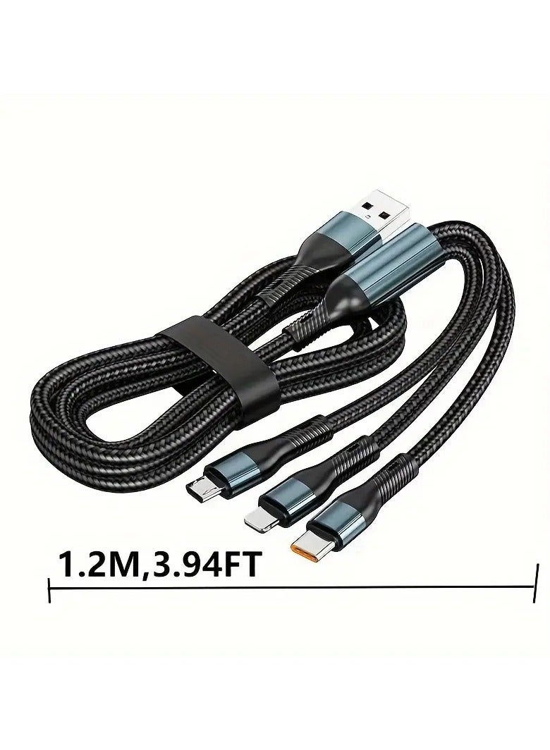 Home Clearance Sale 120W 3-in-1 Multi-Charging Cable with Type-L Fast Charging - Durable Fabric Construction, MFI Certified, Compatible with iPhones, Android Phones, and Tablets - Unleash Swift Charging with ORSTAIMERs Superior Quality Cable - Image 1