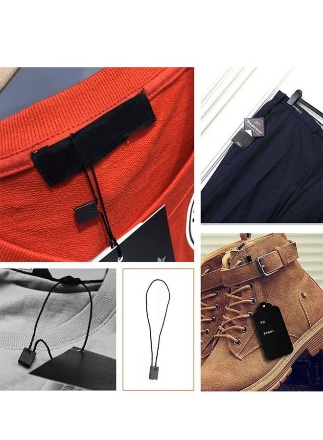 1000 قطعة من خيوط تعليق بطاقات الأسعار المصنوعة من النايلون للملابس، مزودة بقفل ودبوس وحلقة وخطاف، وحبل لتعليق بطاقات الأسعار على الأحزمة والأمتعة والملابس والفساتين (أسود) - Image 3