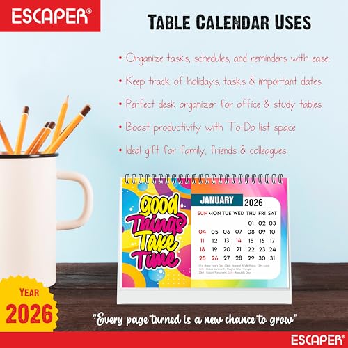 ESCAPER 2026 Motivational Desk Calendar (22 x 15 cm) – Positive Quotes Table Calendar, Inspirational Desktop Calendar, New Year Office & Home Calendar for Daily Motivation - Image 5