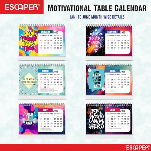 ESCAPER 2026 Motivational Desk Calendar (22 x 15 cm) – Positive Quotes Table Calendar, Inspirational Desktop Calendar, New Year Office & Home Calendar for Daily Motivation - Image 2