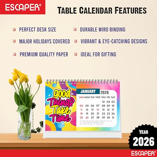 ESCAPER 2026 Motivational Desk Calendar (22 x 15 cm) – Positive Quotes Table Calendar, Inspirational Desktop Calendar, New Year Office & Home Calendar for Daily Motivation - Image 4