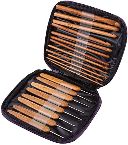 JERN 20 Pcs Bamboo Crochet Hooks Kit with Case - Image 1