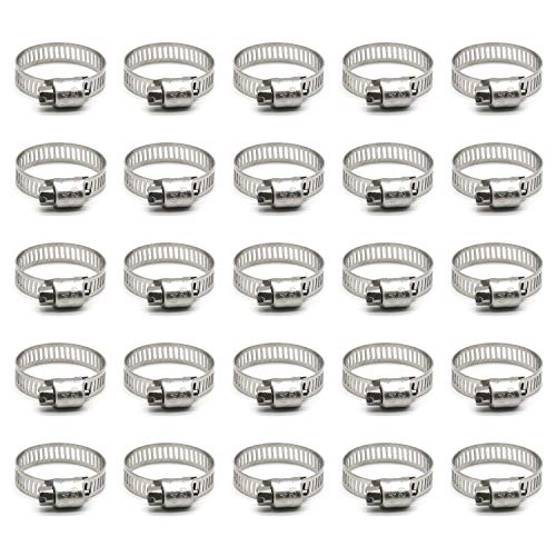 ZIPCCI Hose Clamp, 1 Inch Stainless Steel Worm Gear fuel line hose clamps, 19-29mm (25pack) - Image 1