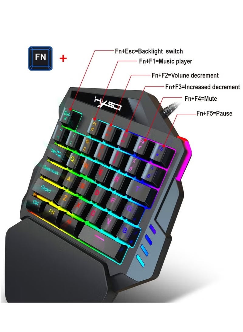 HXSJ One-Handed Gaming Keyboard And Mouse Set  - Image 2