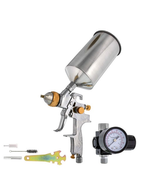 Tcp Global Brand Professional New 2.5Mm Hvlp Spray Gun- Great For High Build Auto Paint Primer - Metal Flake Application And Any Heavy Bodied Paint Or Primer Material -With Air Regulator