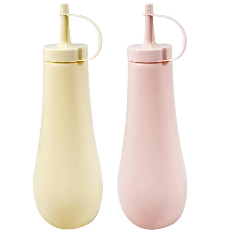 GNOLY Mustard Mayo hot sauces Olive Oil Bottles Plastic Squeeze Squirt Condiment Bottles with Twist On Cap Lids - top dispensers for Ketchup (1Set Of 2Pcs) - Image 1